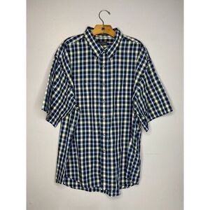 Van‎ Heusen Button Shirt Men's Blue/Yellow Plaid Casual Button-Down Size XXL